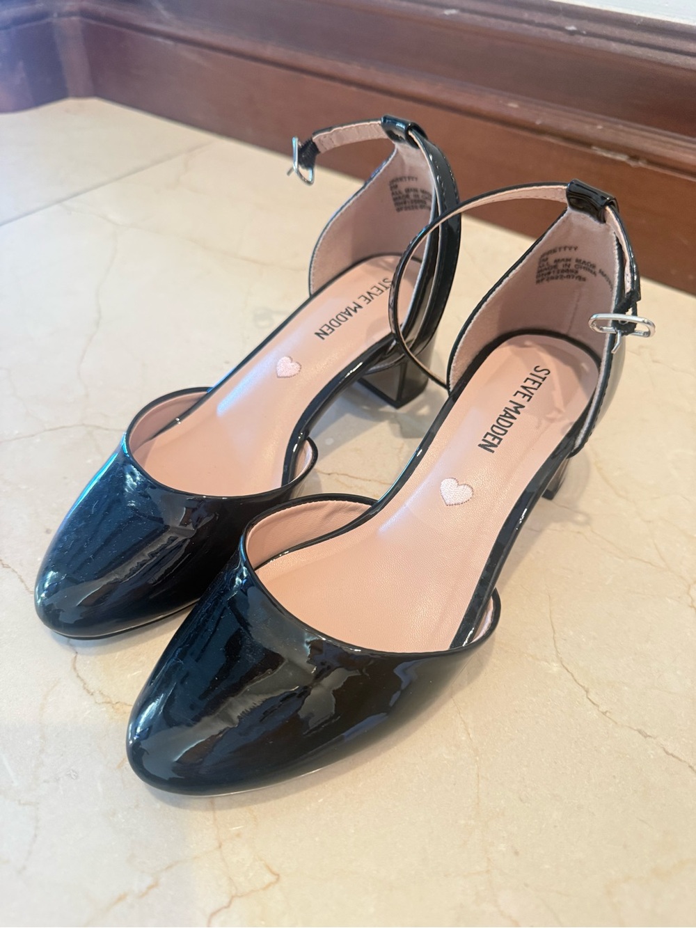 Steve Madden Black Patent Ankle Strap Dress Shoes